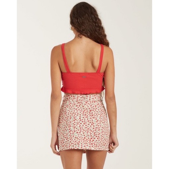 Billabong x Sincerely Jules Red Ruffle Mimi Bralette Crop Top - Picture 2 of 7